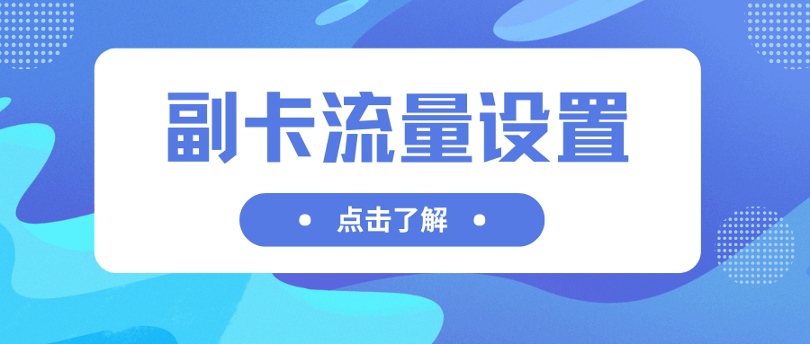 副卡可以单独开通流量包吗，或设置副卡流量使用上限？