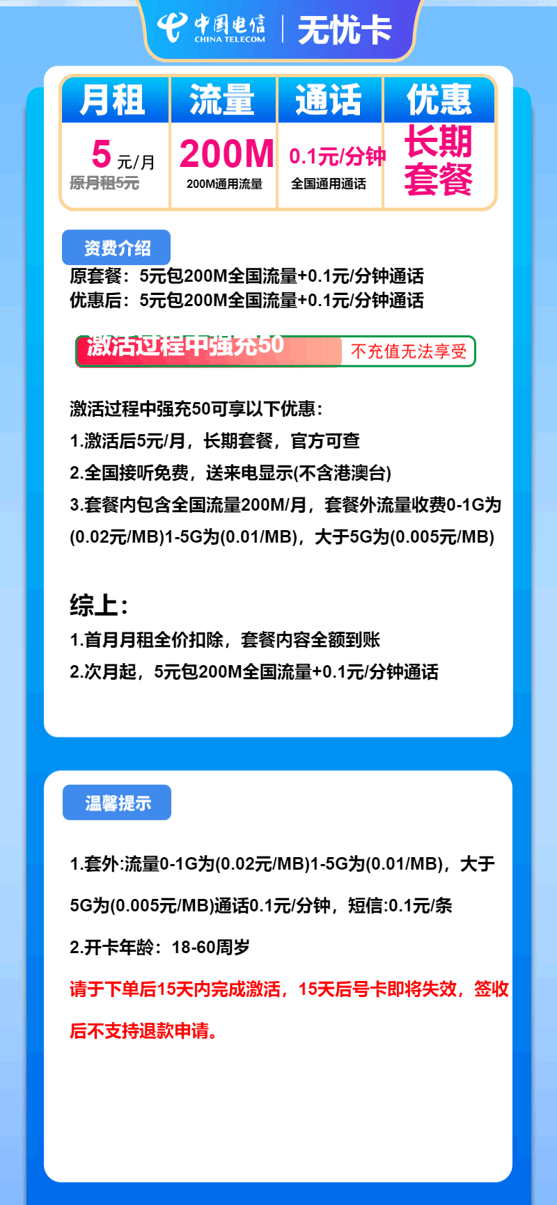 魔卡之家，电信无忧卡资费套餐介绍