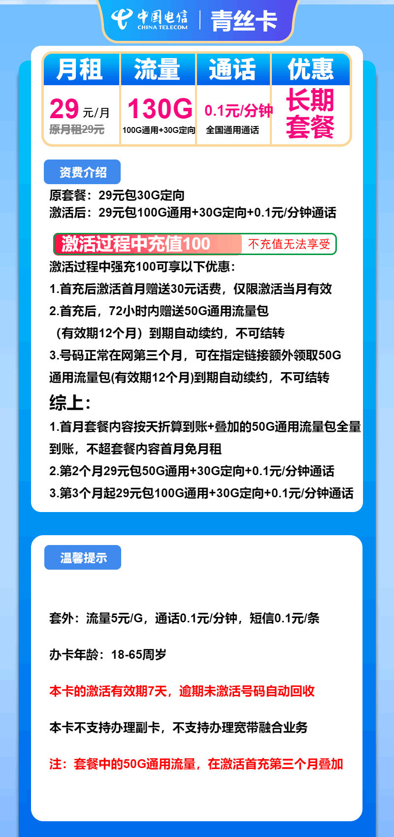 魔卡之家，电信青丝卡资费套餐介绍
