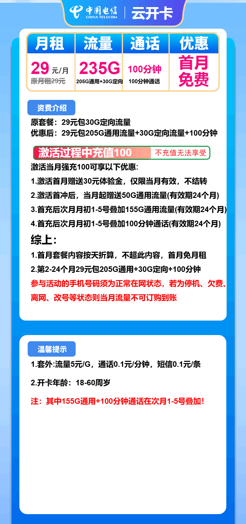 魔卡之家，电信云开卡资费套餐介绍