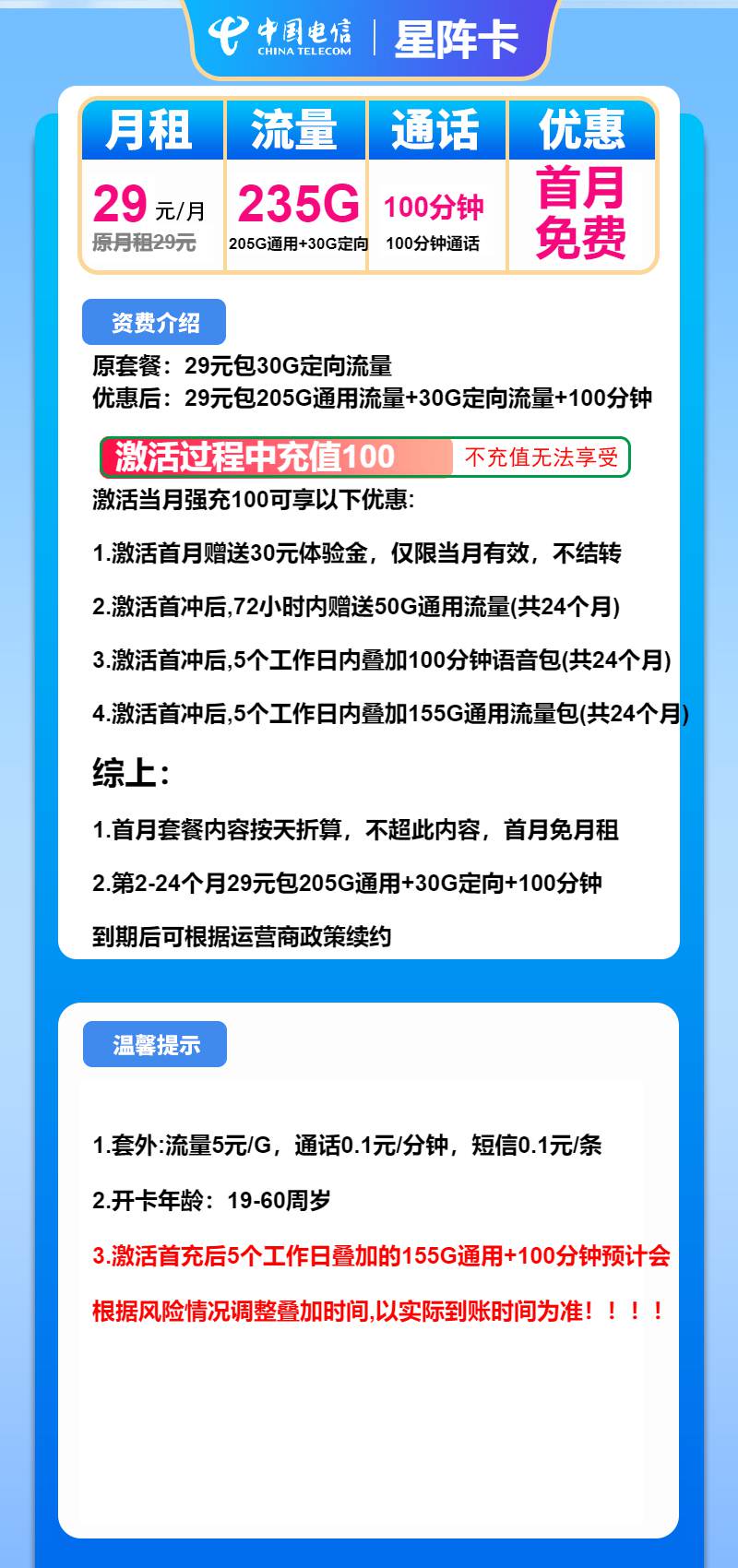 魔卡之家，电信星阵卡资费套餐介绍