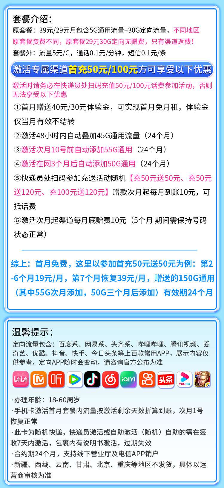 魔卡之家，电信百花卡资费套餐介绍