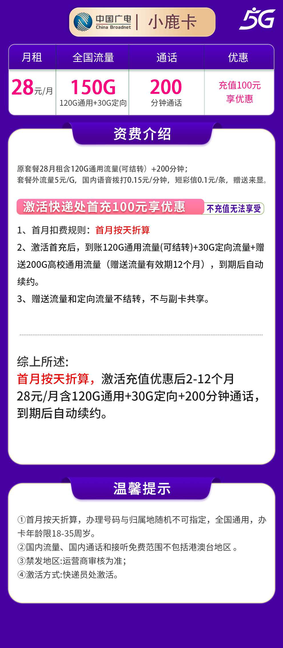 魔卡之家，广电小鹿卡资费套餐介绍